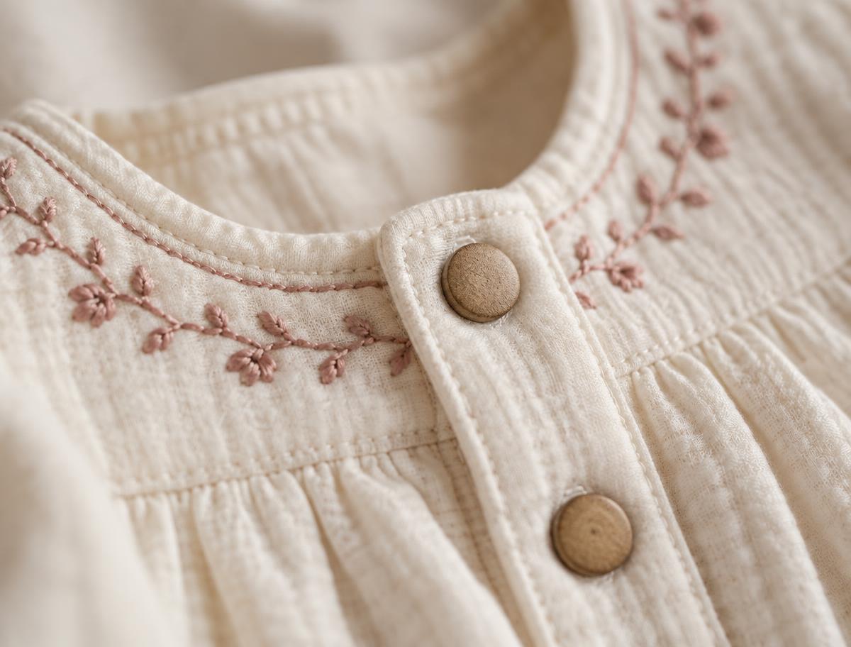 Detalle de tejido y terminaciones de TULIPA BEBÉS