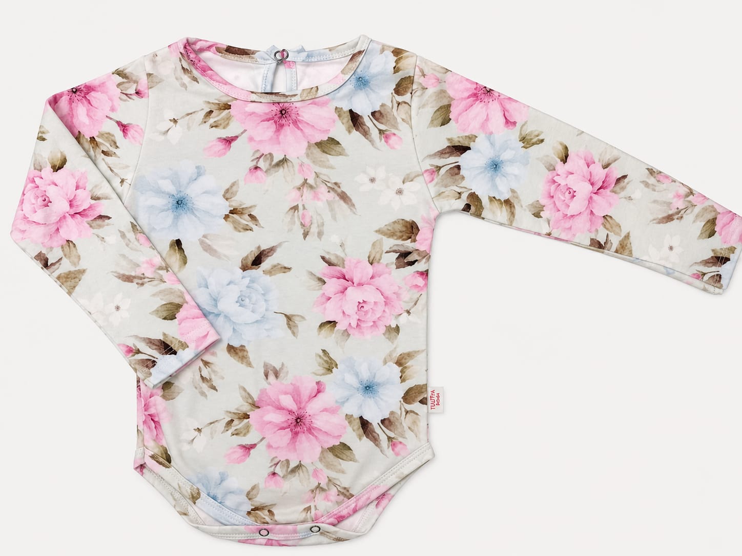 Body camiseta algodón estampado — flores rosa de TULIPA BEBÉS