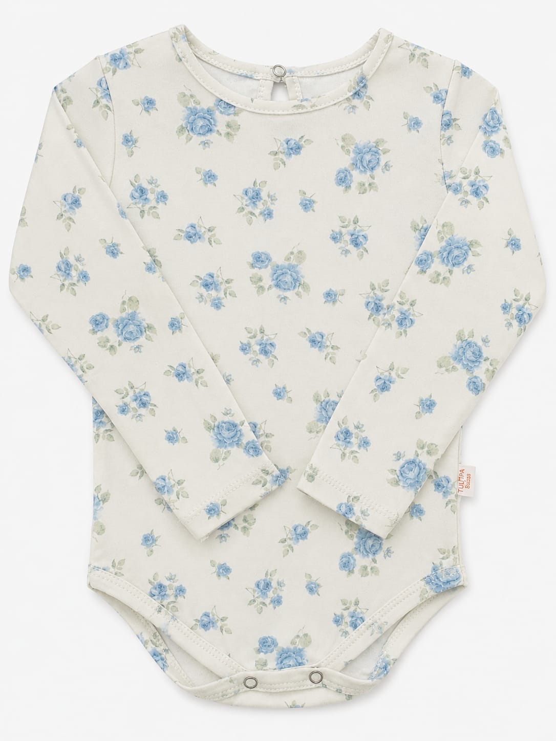 Body camiseta algodón estampado — rositas azules de TULIPA BEBÉS
