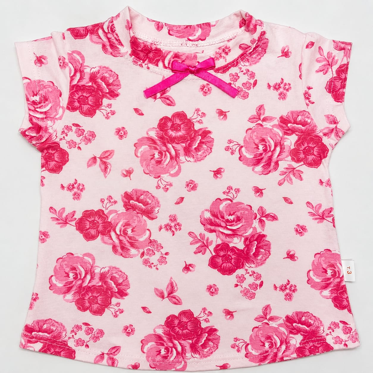 Remera algodón beba — rosas fucsia de TULIPA BEBÉS